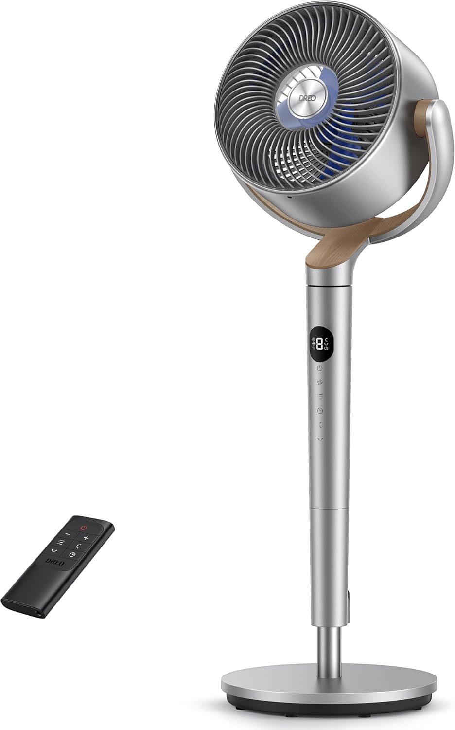 Dreo Standing Fan, 120°+120°Omni-directional Oscillating Fan For Bedroom, 85 ft Circulator With Remote, DC Motor Quiet Pedestal Fans, Adjustable Height, 8 Speeds, 3 Modes, 8H Timer, Home, PolyFan 502