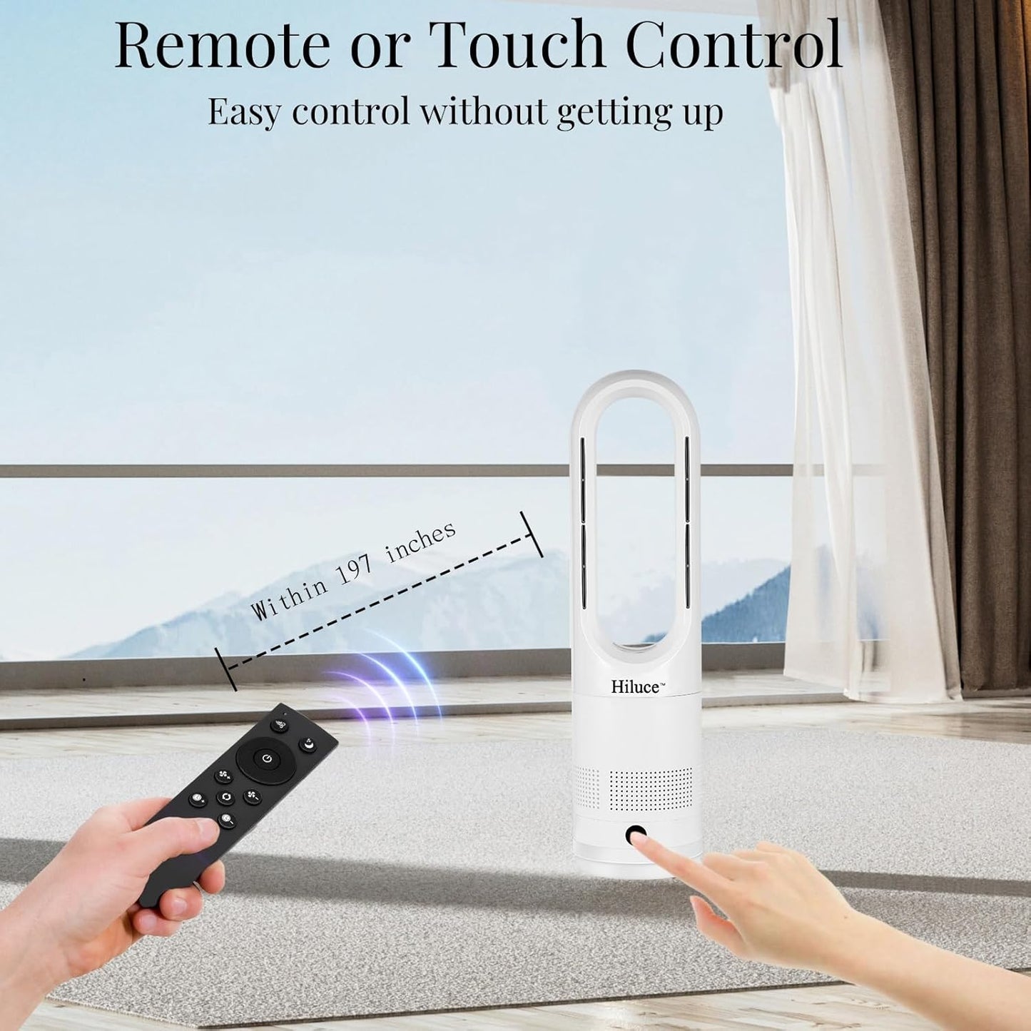 Bladeless Fan for Bedroom,Tower Cooling Fan,20dB Quiet,Standing Fans with Remote,Touch, LED Display Installation Free 80°Oscillating 8 Speeds 9H Timer 22" for Home, Office
