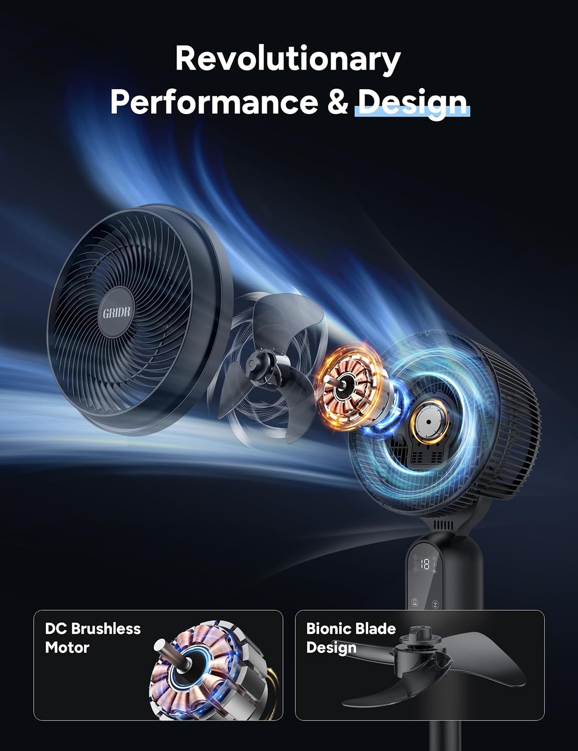 Fan For Bedroom, Pedestal Fans 90°+90° Smart Oscillating, Standing Fans for Home 12 Speeds, 4 modes, Quiet Floor Fan with DC Motor 20dB, 12H Timer, 90ft for Room, 22-35'' Adjustable Height-Black