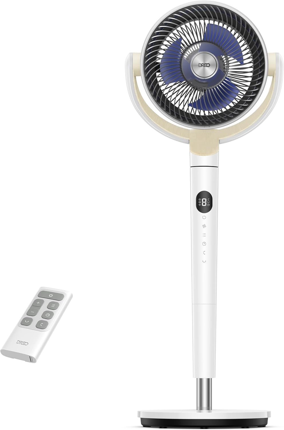 Dreo Standing Fan, 120°+120°Omni-directional Oscillating Fan For Bedroom, 85 ft Circulator With Remote, DC Motor Quiet Pedestal Fans, Adjustable Height, 8 Speeds, 3 Modes, 8H Timer, Home, PolyFan 502