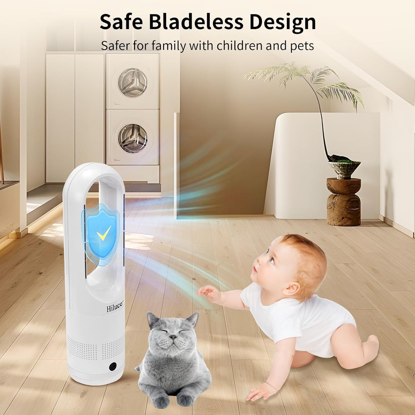 Bladeless Fan for Bedroom,Tower Cooling Fan,20dB Quiet,Standing Fans with Remote,Touch, LED Display Installation Free 80°Oscillating 8 Speeds 9H Timer 22" for Home, Office