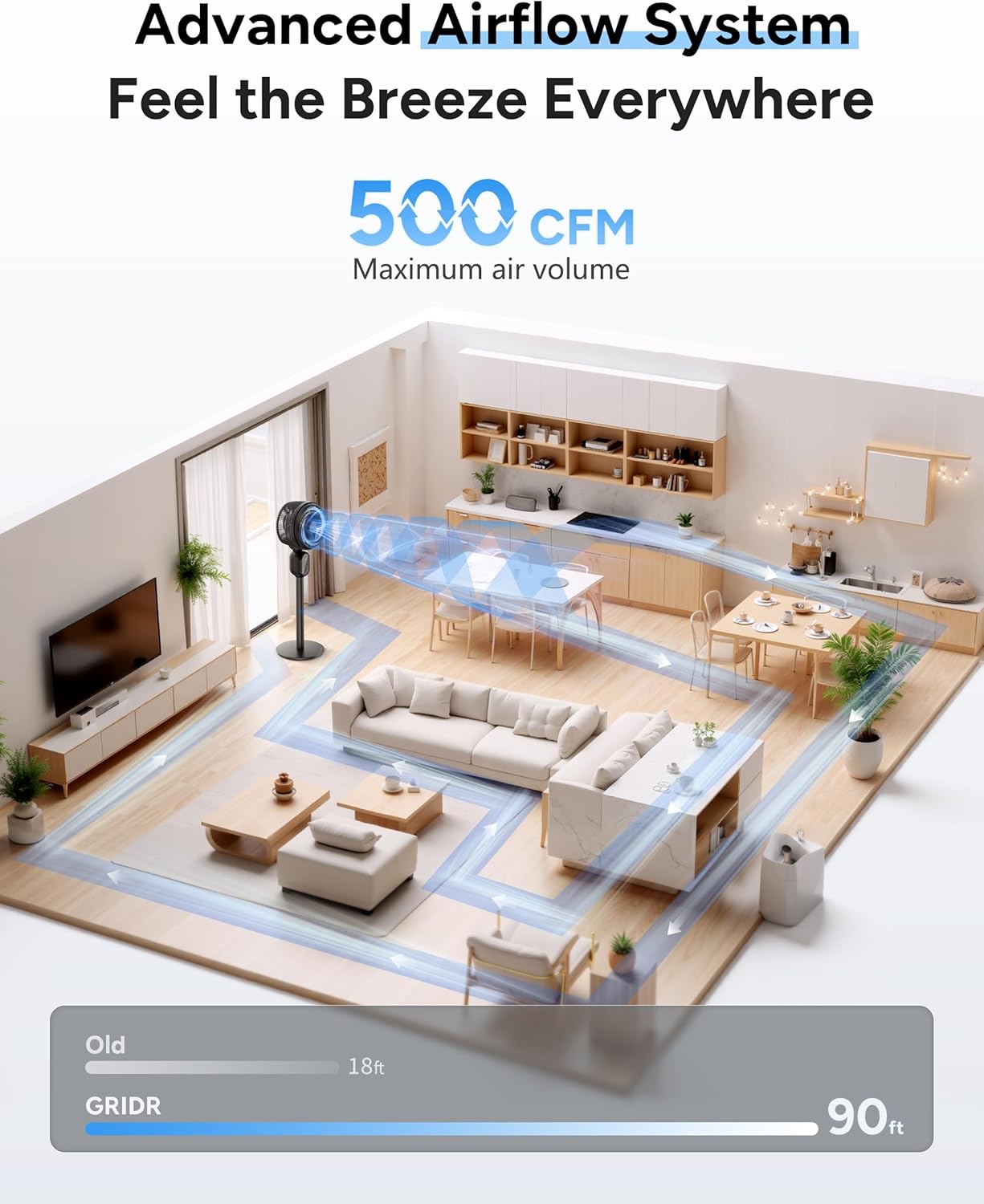 Fan For Bedroom, Pedestal Fans 90°+90° Smart Oscillating, Standing Fans for Home 12 Speeds, 4 modes, Quiet Floor Fan with DC Motor 20dB, 12H Timer, 90ft for Room, 22-35'' Adjustable Height-Black